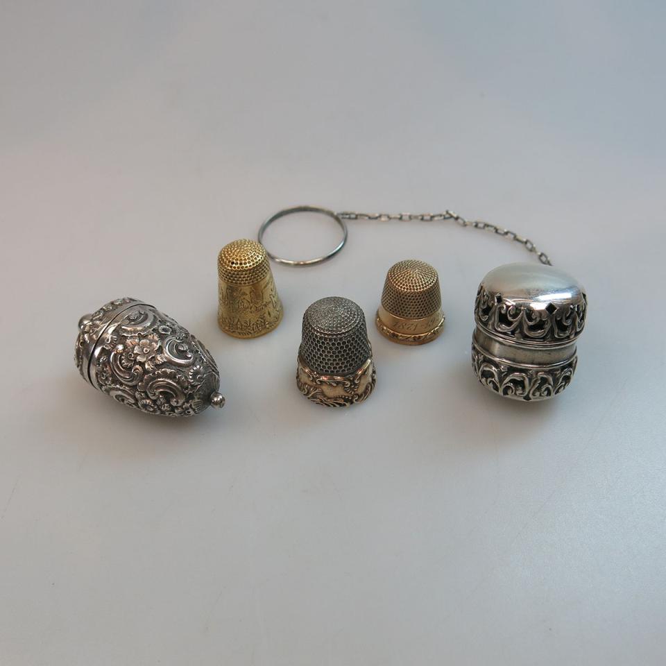 Two Silver Thimble Holders