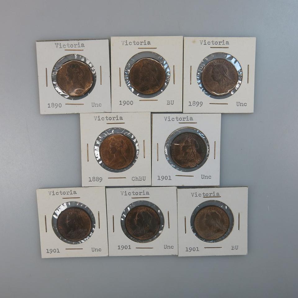 Eight Victorian British Half Pennies