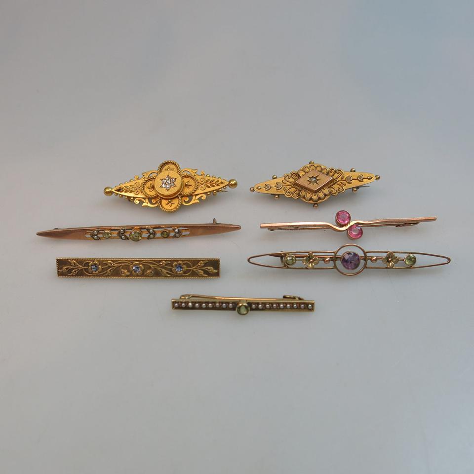 7 Various Gold Bar Pins 