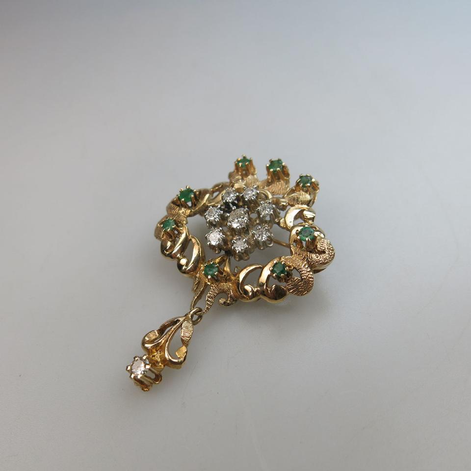 14k Yellow And White Brooch/Pendant