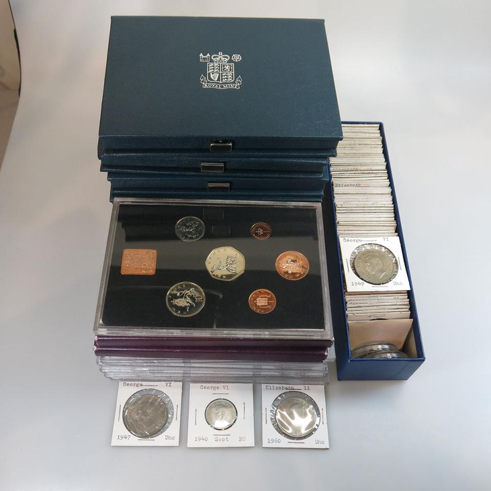 Quantity Of 20th Century British Coins and British Proof Coin Sets, Etc