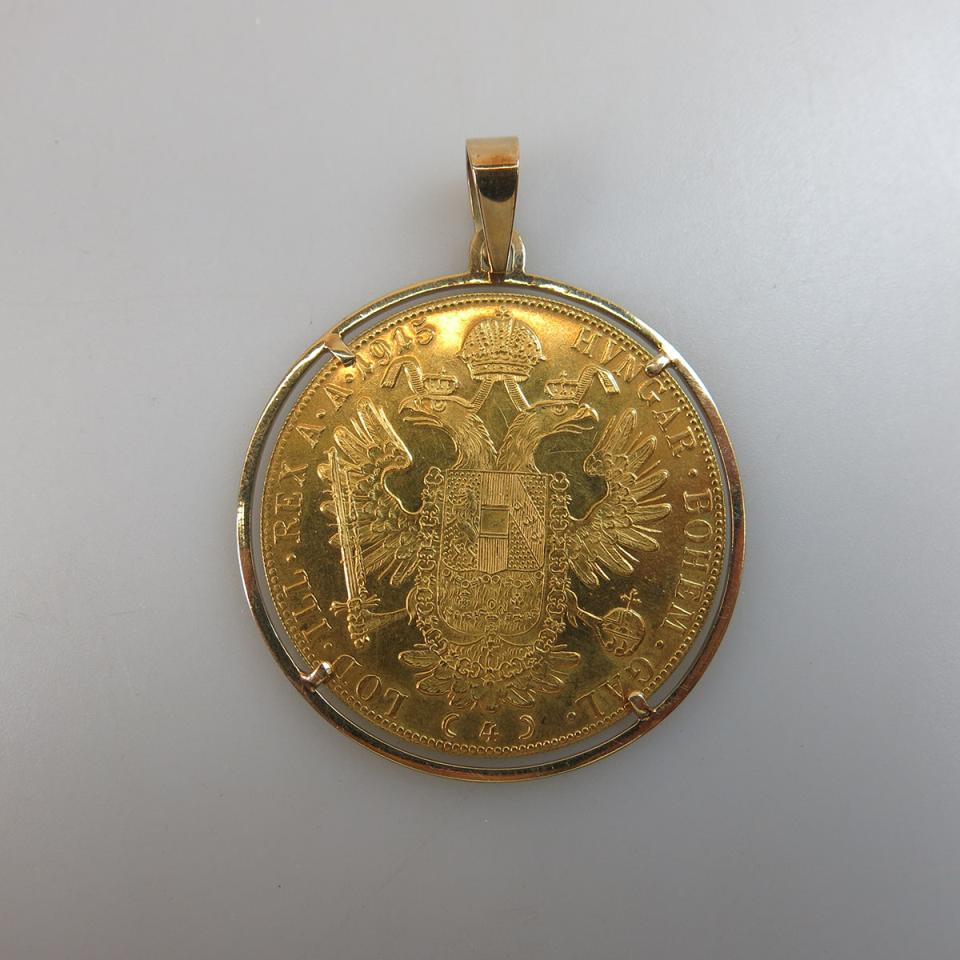 Austro-Hungarian Four Ducat Gold Coin