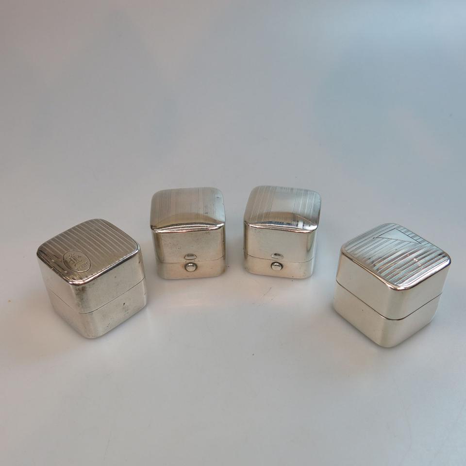 Four Various Sterling Silver Ring Boxes