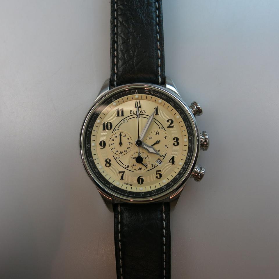 Bulova Wristwatch With Chronograph And Second Time Zone