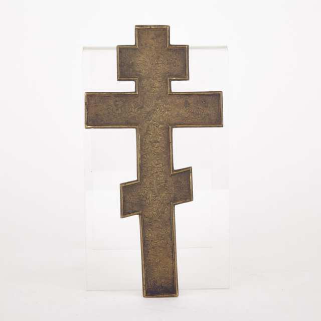 Russian Enamelled Bronze ‘Old Believers’ Cross-Form Icon, 19th century