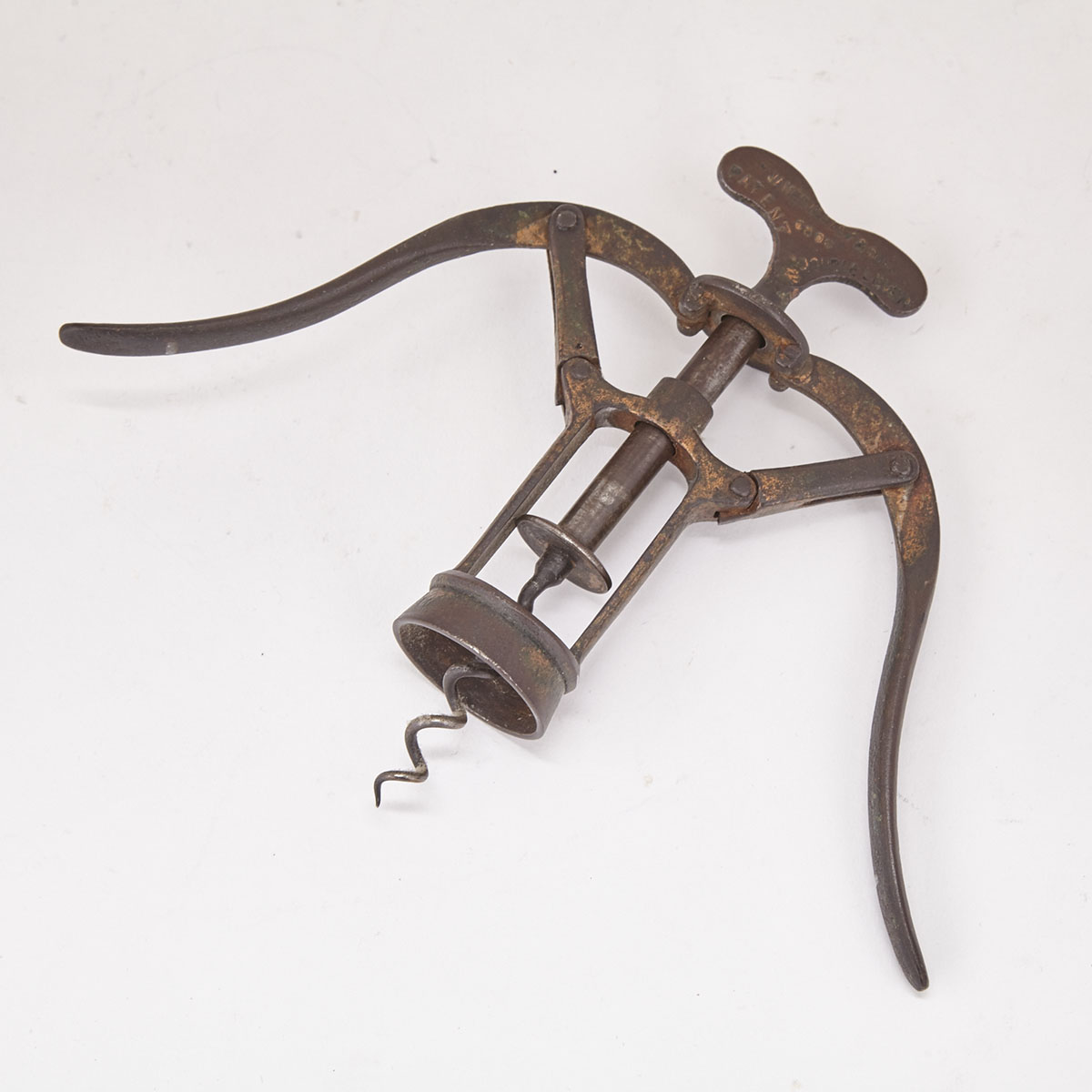 James Heeley & Sons Patent No. 6006 Double Lever Gilt Cast Iron Corkscrew, c.1888