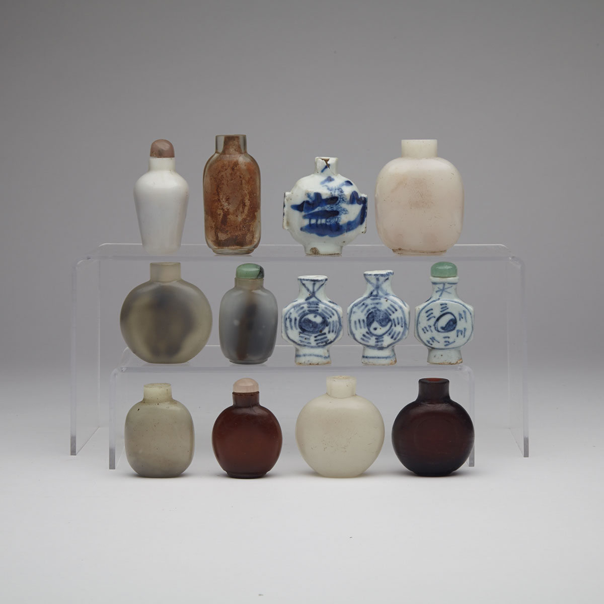 Group of Thirteen Assorted Snuff Bottles, 19th/20th Century