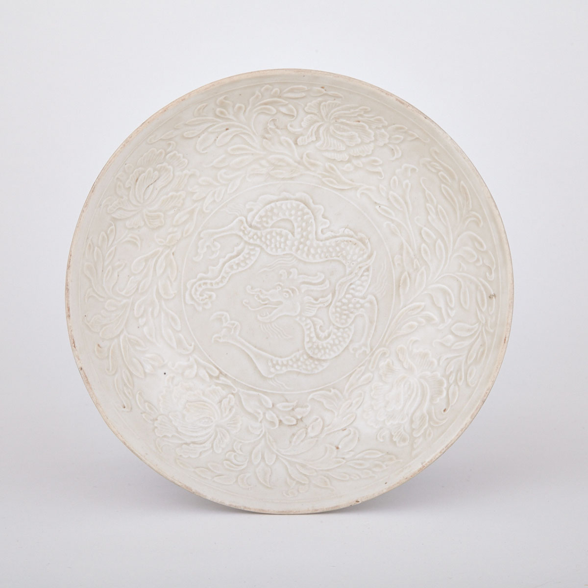 Ding Type White Glazed Dragon Bowl