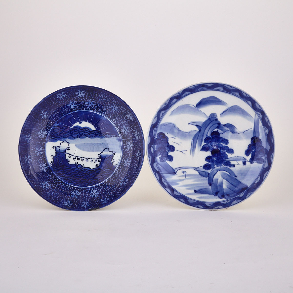 Pair of Blue and White Plates Plates, Meiji Period, Circa 1900