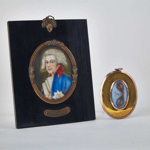 Two English School Portrait Miniatures on Ivory of King George IV and Maria Fitzherbert, 19th century