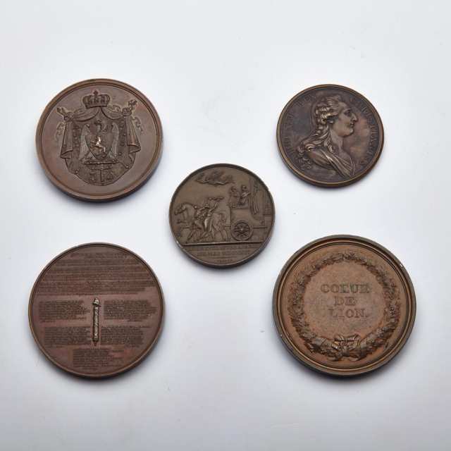 Group of Five Commemorative Medallions of Napoleonic Interest, early 19th century