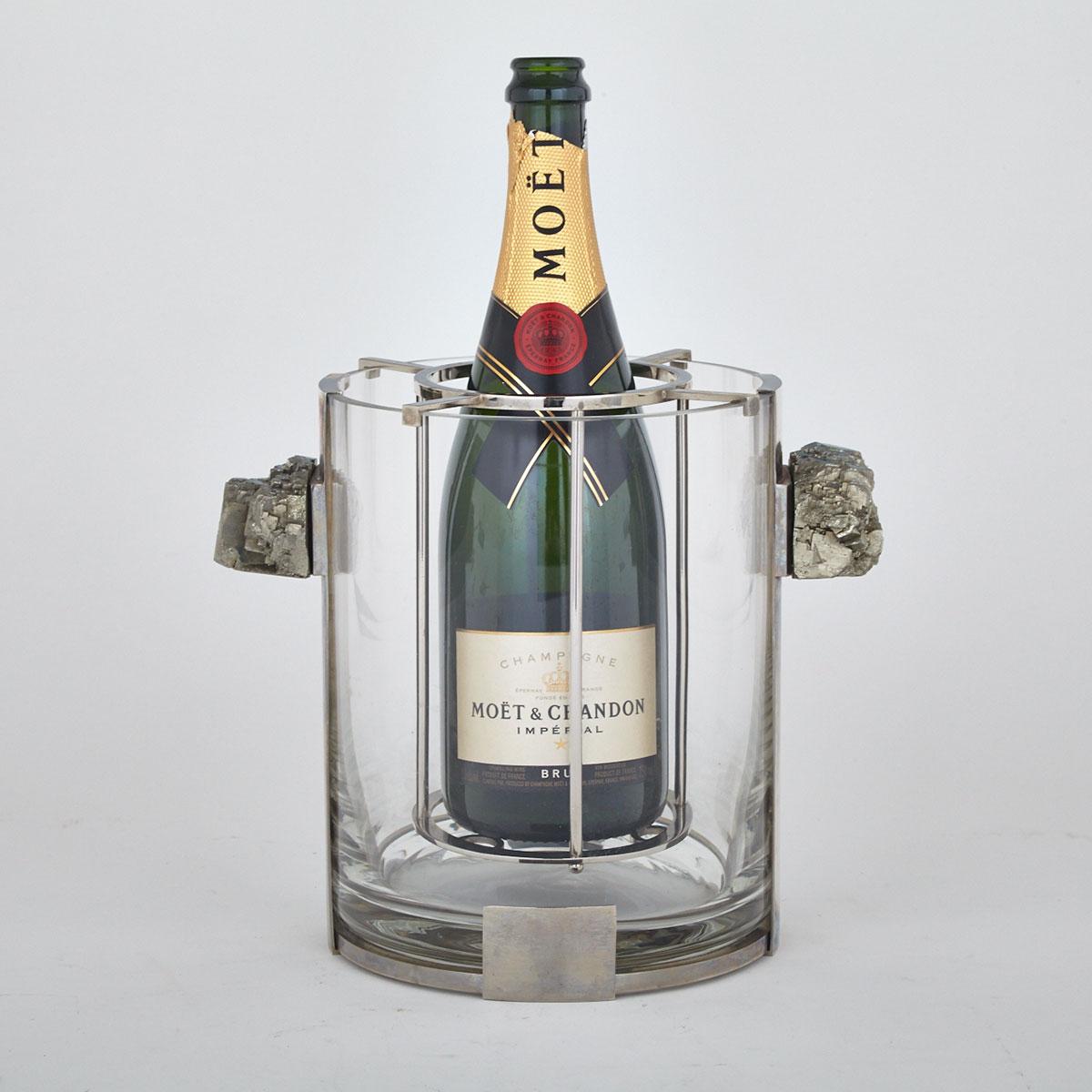 Chrome and Glass Wine Cooler, 20th century