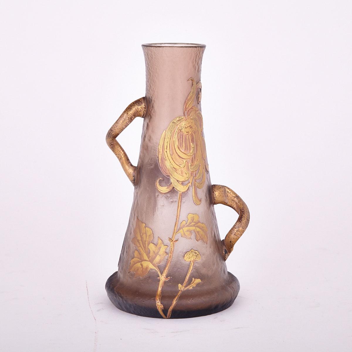 Mont Joye Cameo Glass Two-Handled Vase, c.1900