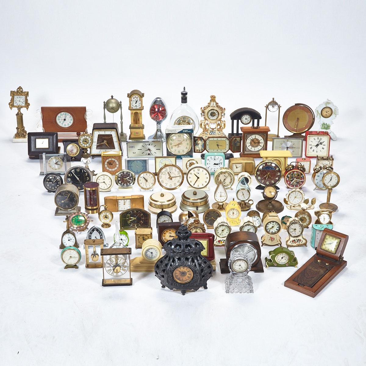 Miscellaneous Lot of Approximately 80 Table, Novelty and Alarm Clocks, 19th and 20th centuries