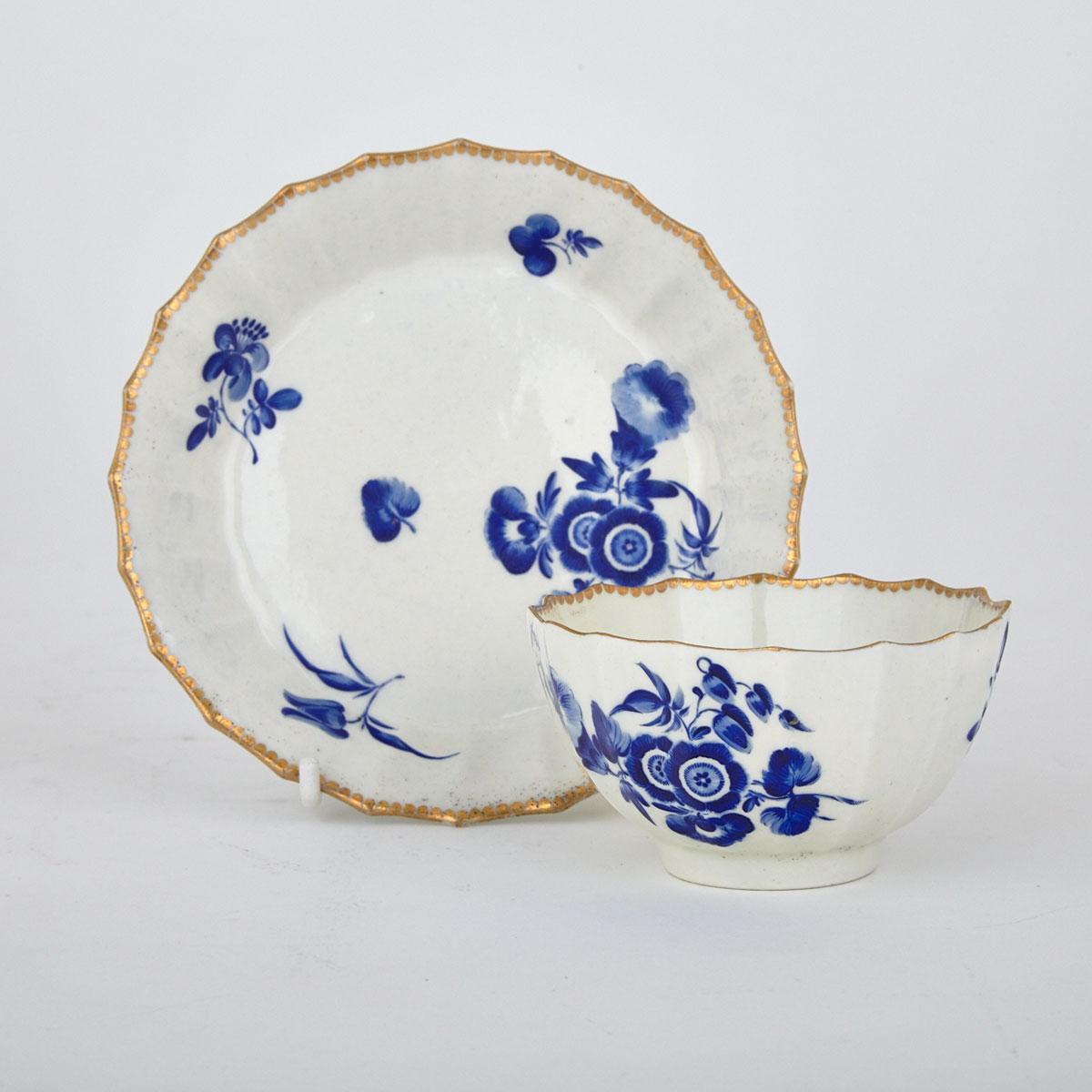 Worcester ‘Dry Blue’ Fluted Tea Bowl and Saucer, c.1770