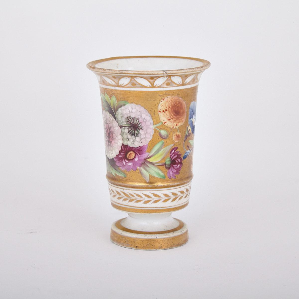 English Porcelain Gilt-Ground Floral Spill Vase, early 19th century