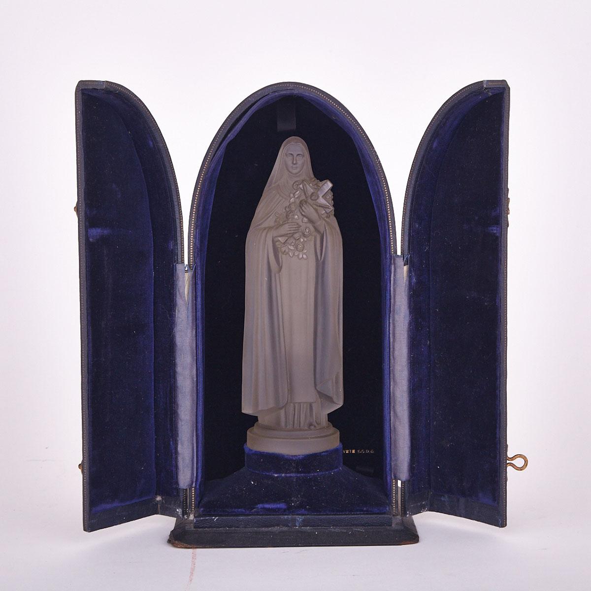 Etling Moulded and Frosted Glass Niche Figure of the Virgin Mary, 1920s