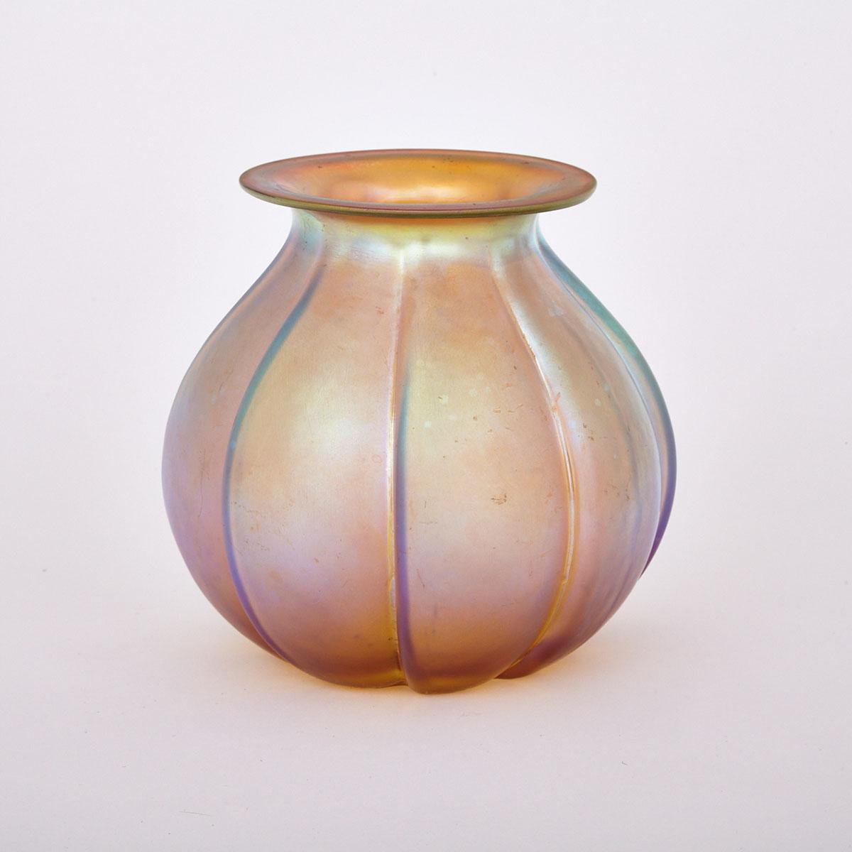 Iridescent Glass Vase, probably American, early 20th century