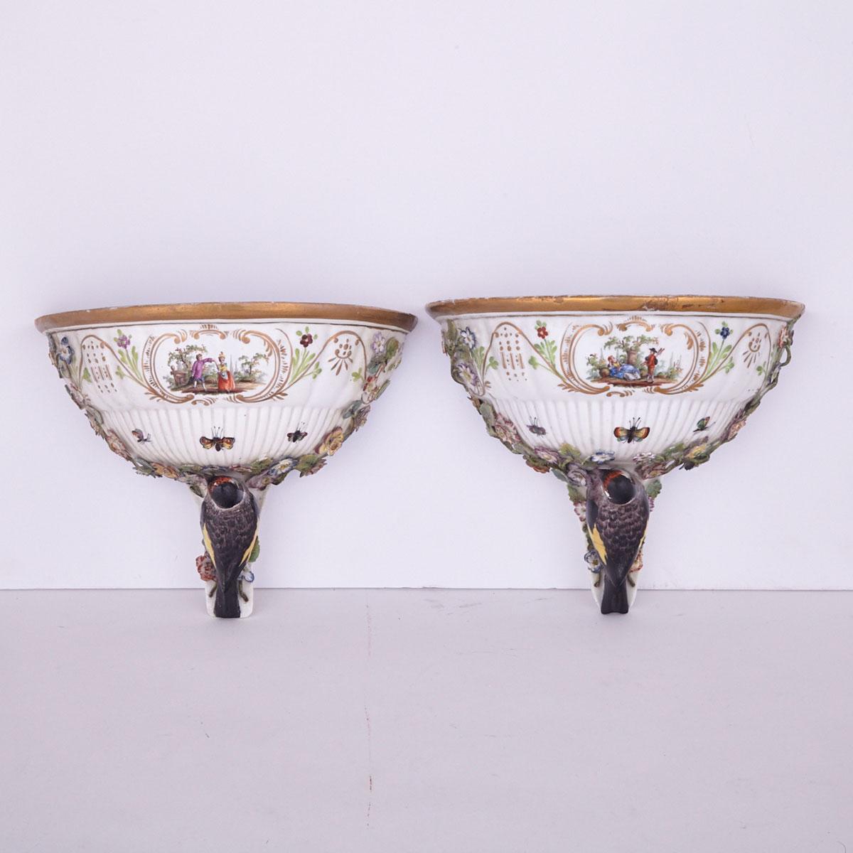 Pair of German Porcelain Wall Brackets, 19th century