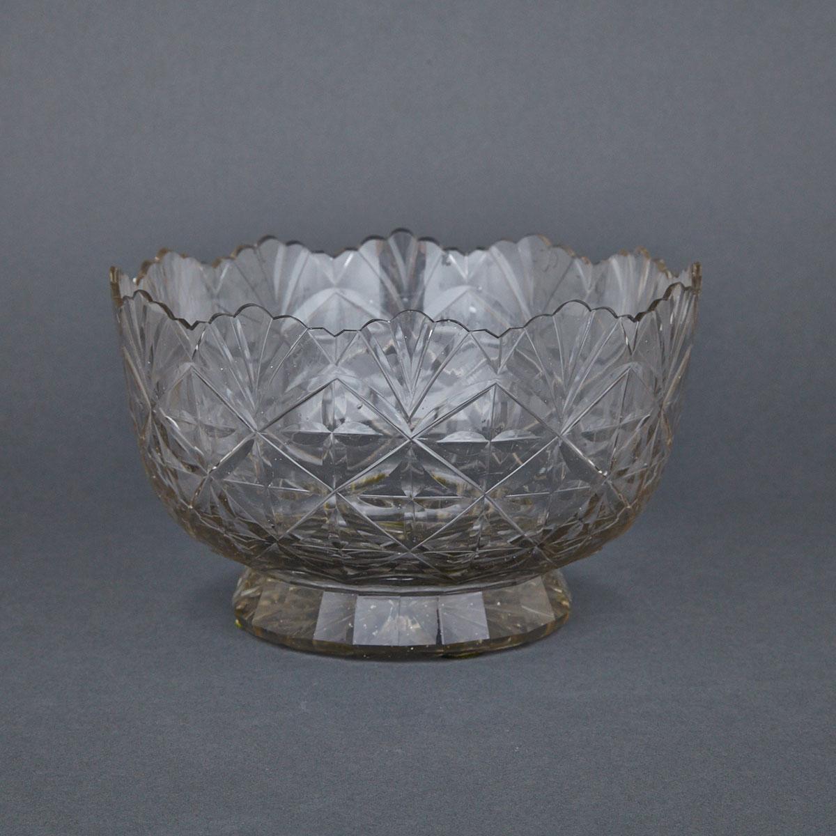 Anglo-Irish Cut Glass Footed Bowl, 19th century