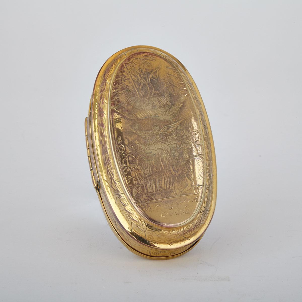 Dutch Oval Brass Tobacco Box, mid 18th century