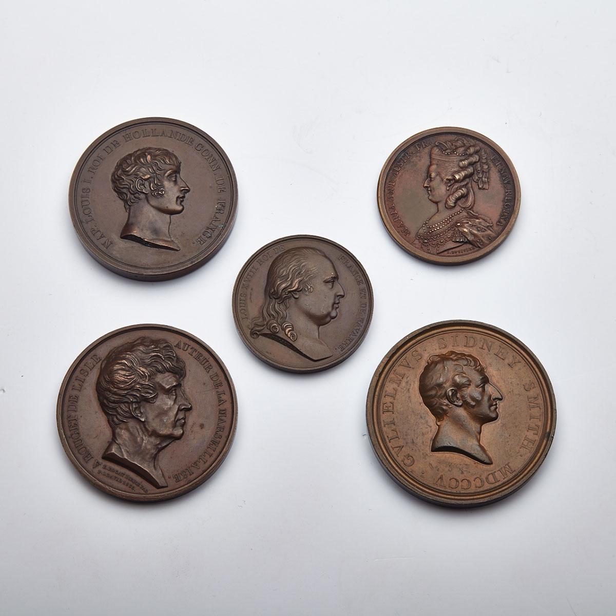 Group of Five Commemorative Medallions of Napoleonic Interest, early 19th century