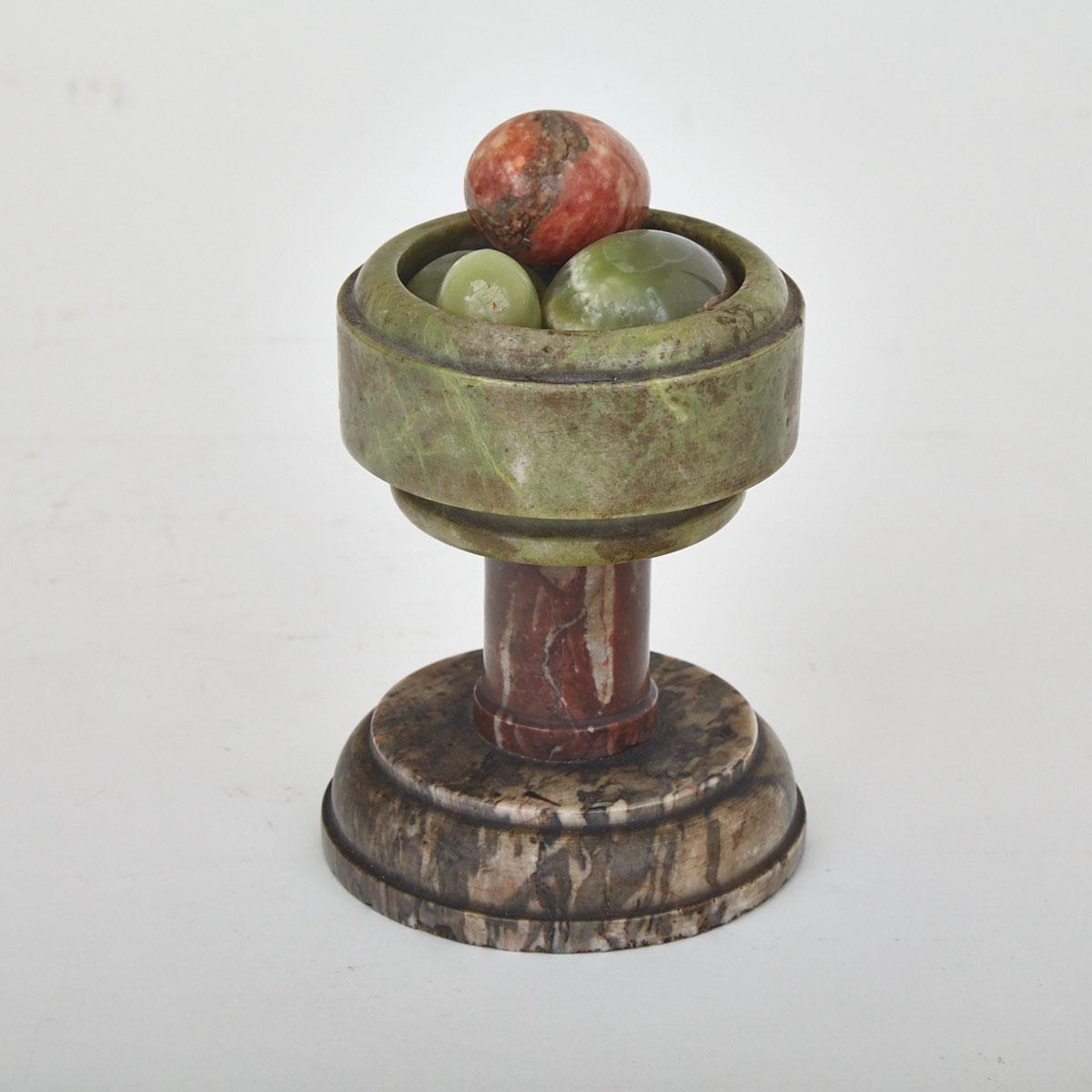 Small Italian Turned Specimen Marble Font with Eggs, 19th/early 20th century