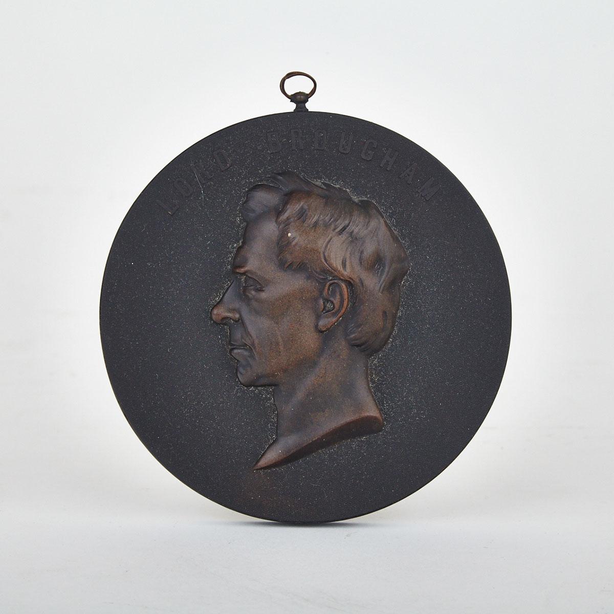 Bois Durci Portrait Medallion of Lord Henry Brougham, 1st Baron Brougham and Vaux, mid 19th century