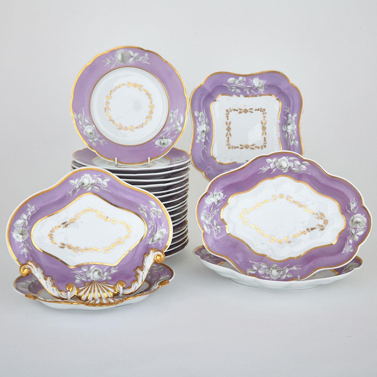 Chamberlain’s Worcester Lilac Banded Dessert Service, c.1825
