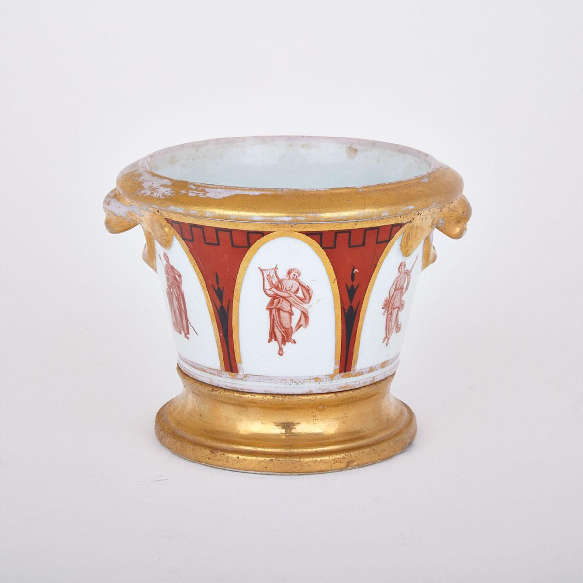 English Porcelain Cachepot and Stand, early19th century