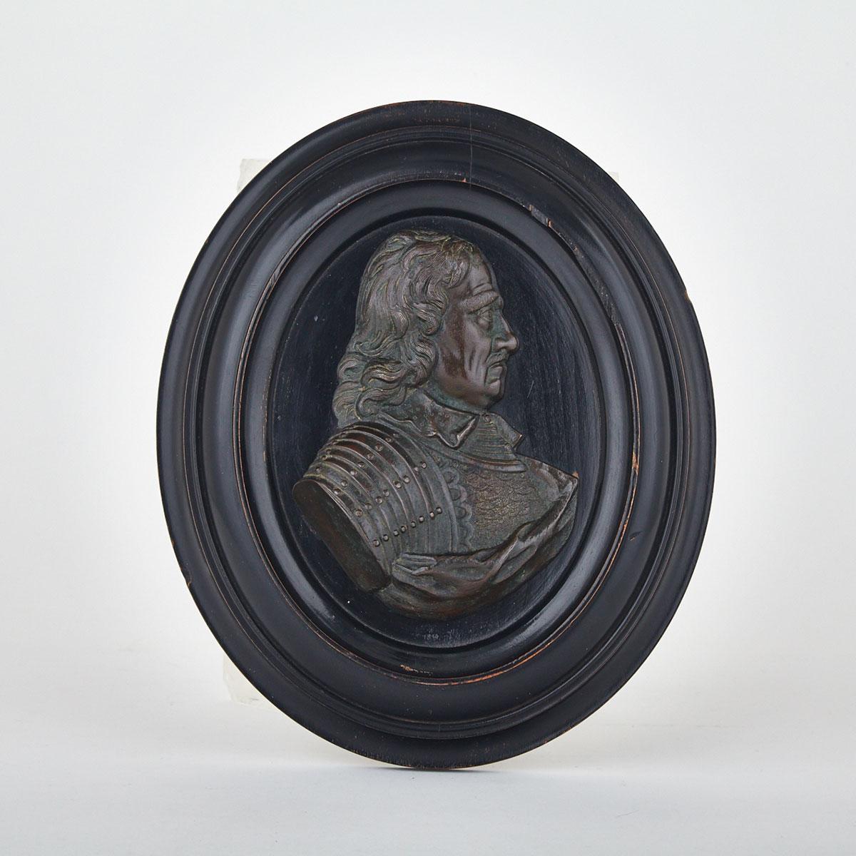 Patinated Bronze Relief Portrait Plaque of a Nobleman, 18th century