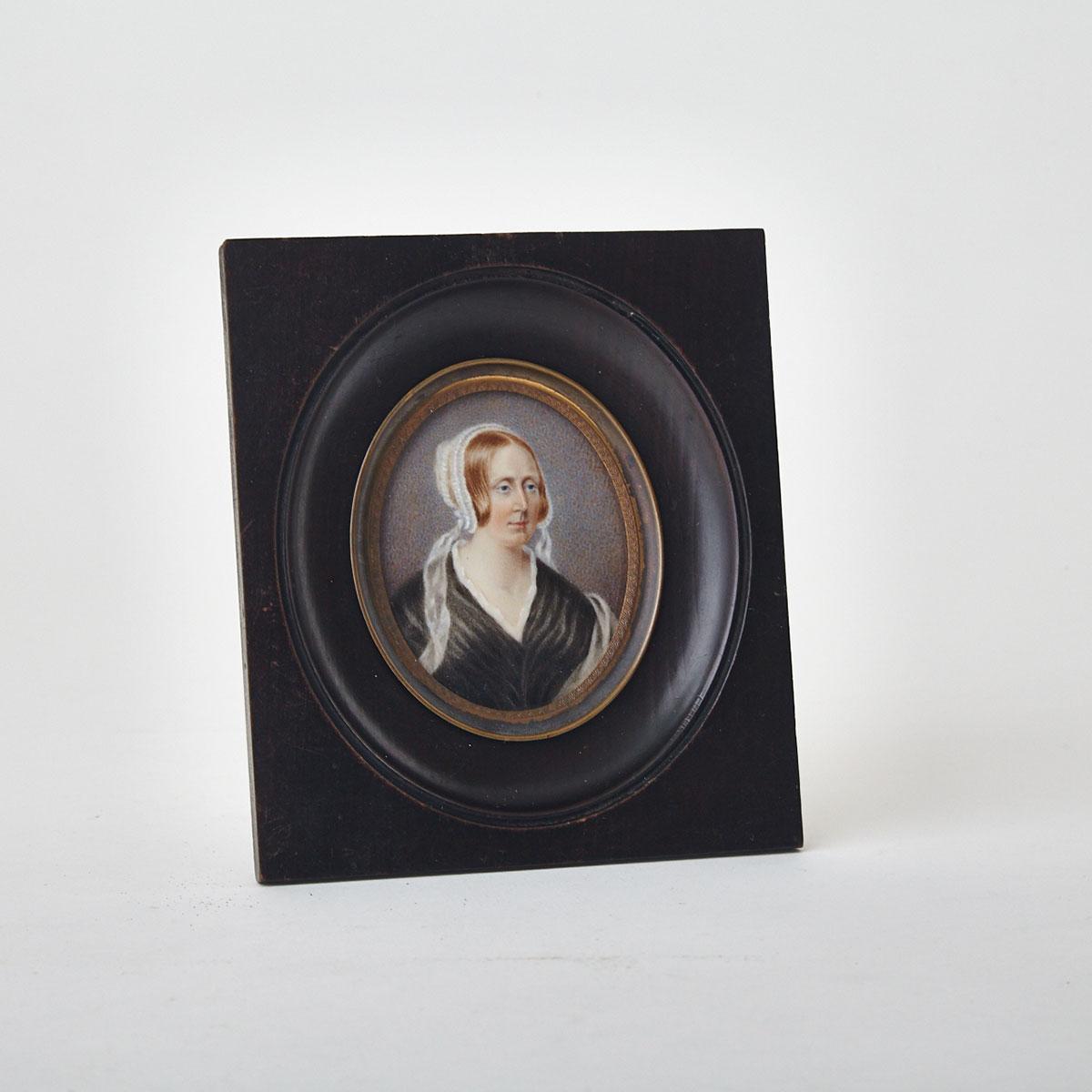 English School Portrait Miniature of Madame Bernardo, 1848