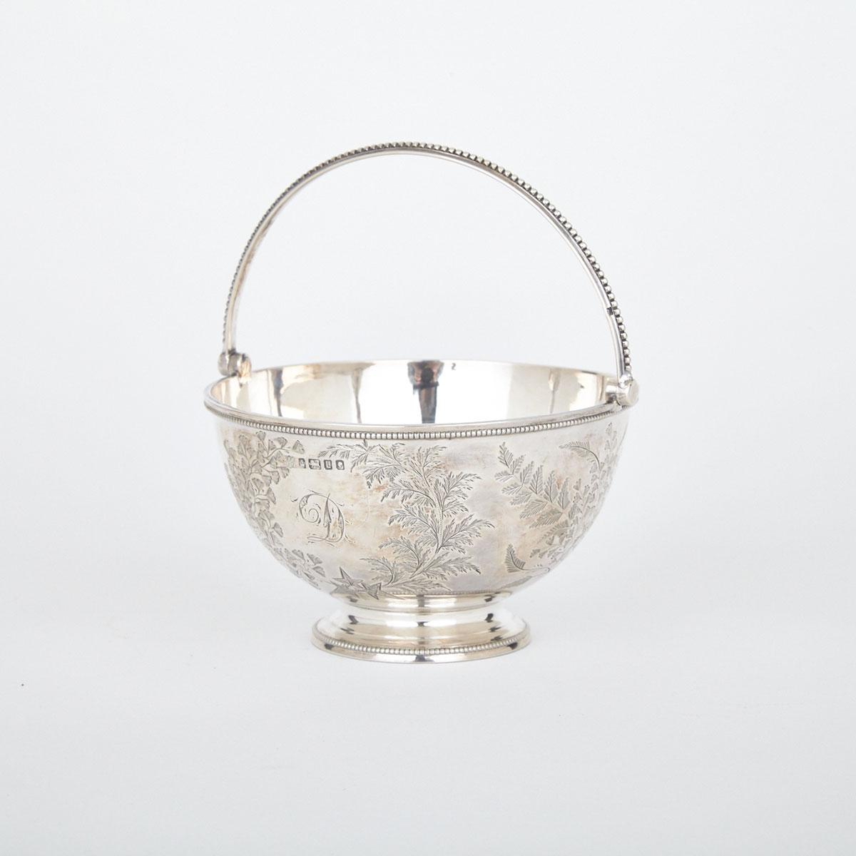 Victorian Silver Sugar Basket, Fenton Bros., Sheffield, 1878