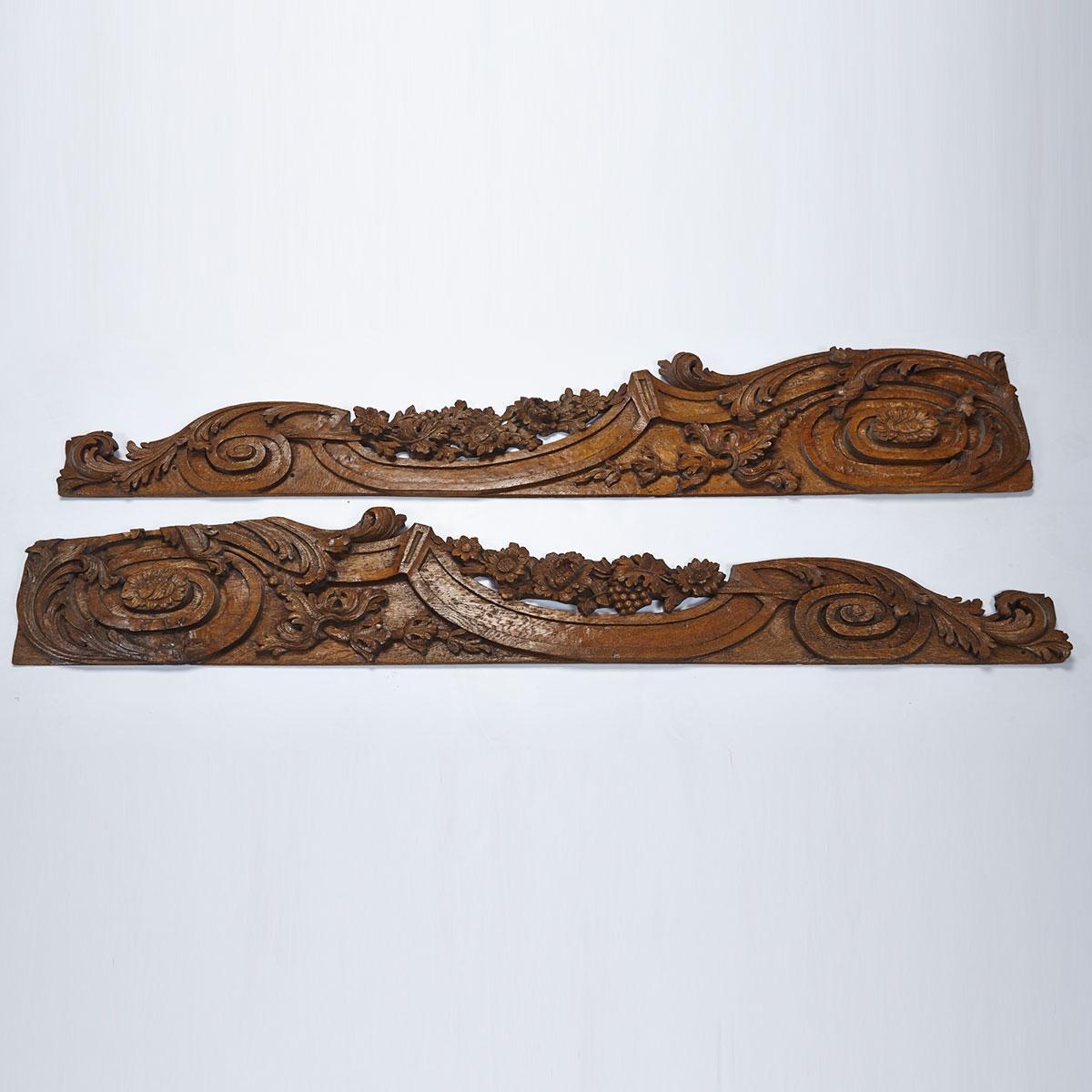 Pair of French Carved Oak Architectural Fragments, early 20th century