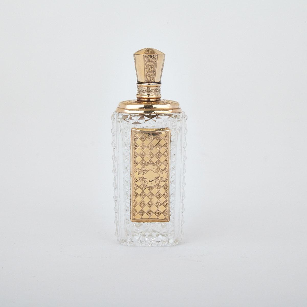 Dutch Gold Mounted Cut Glass Perfume Bottle, c.1870