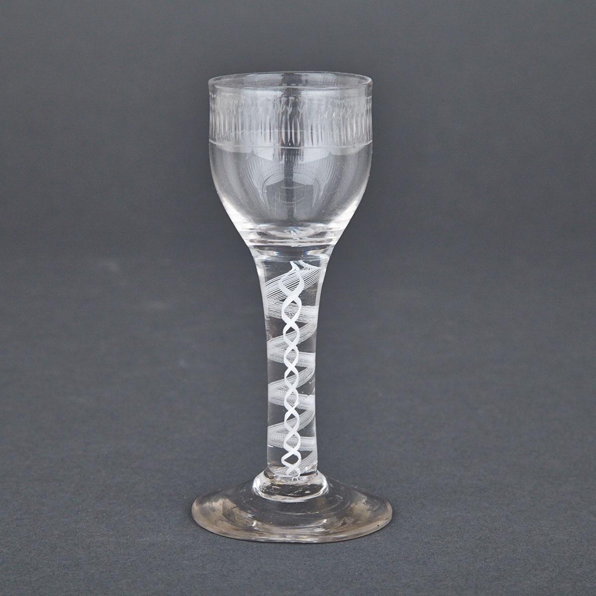 English Opaque Twist Stemmed Wine Glass, c.1780