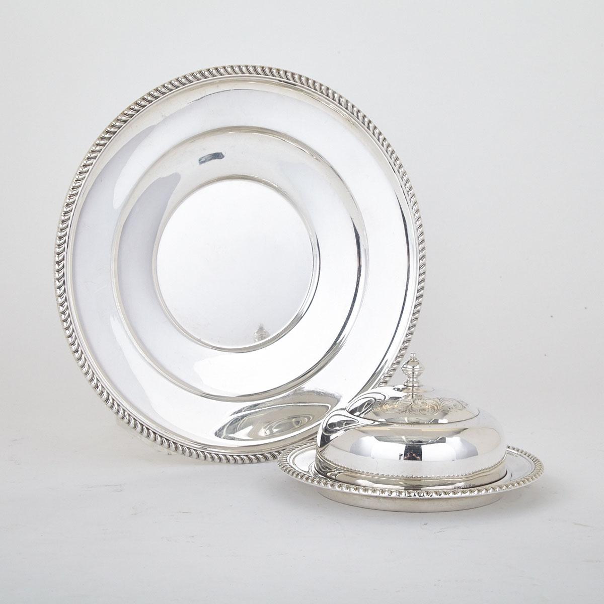 Canadian Silver Covered Butter Dish and a Cake Plate, Henry Birks & Sons, Montreal, Que., 1957/59