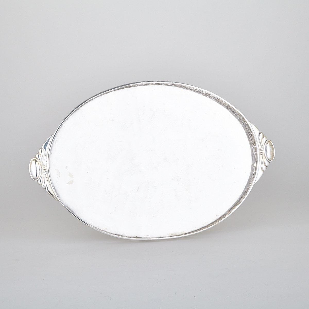 Silver Plated Oval Serving Tray, 20th century