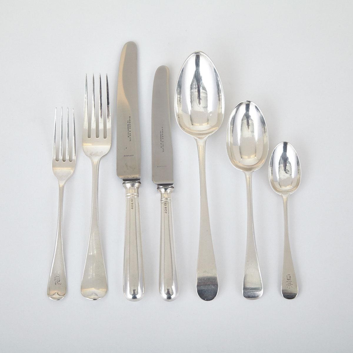 Assembled George III and Later Silver Old English Pattern Flatware, 1783-1956