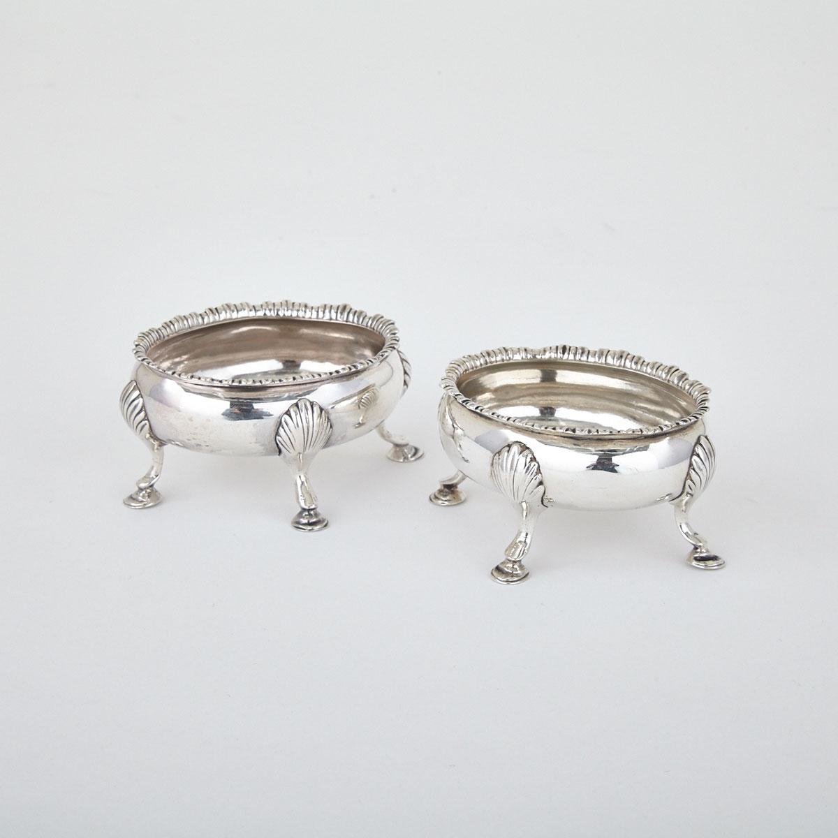Two George III Silver Oval Salt Cellars, Robert Hennell I, London, 1780 and 1782