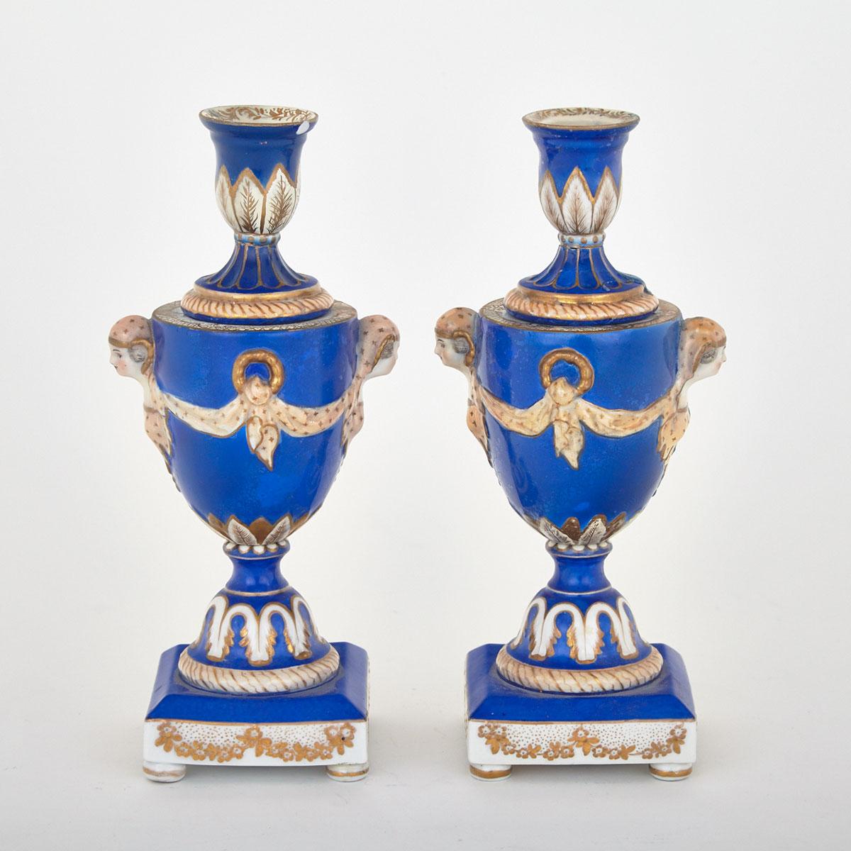 Pair of Berlin Blue Ground Cassolettes, c.1870