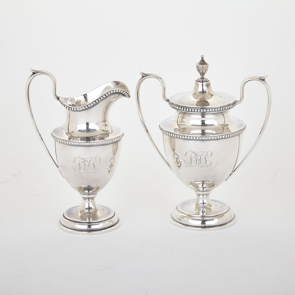 American Silver Cream Jug and Covered Sugar Basin, Samuel Kirk & Son Co., Baltimore, MD, early 20th century