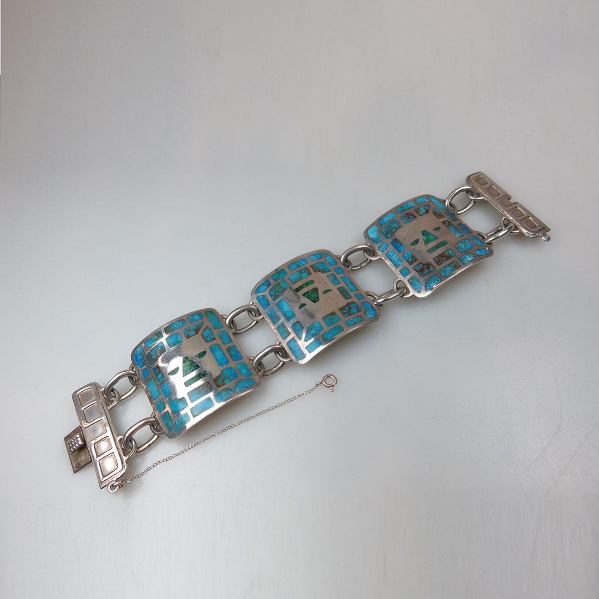 Laffi Peruvian Sterling Silver Large Panelled Bracelet