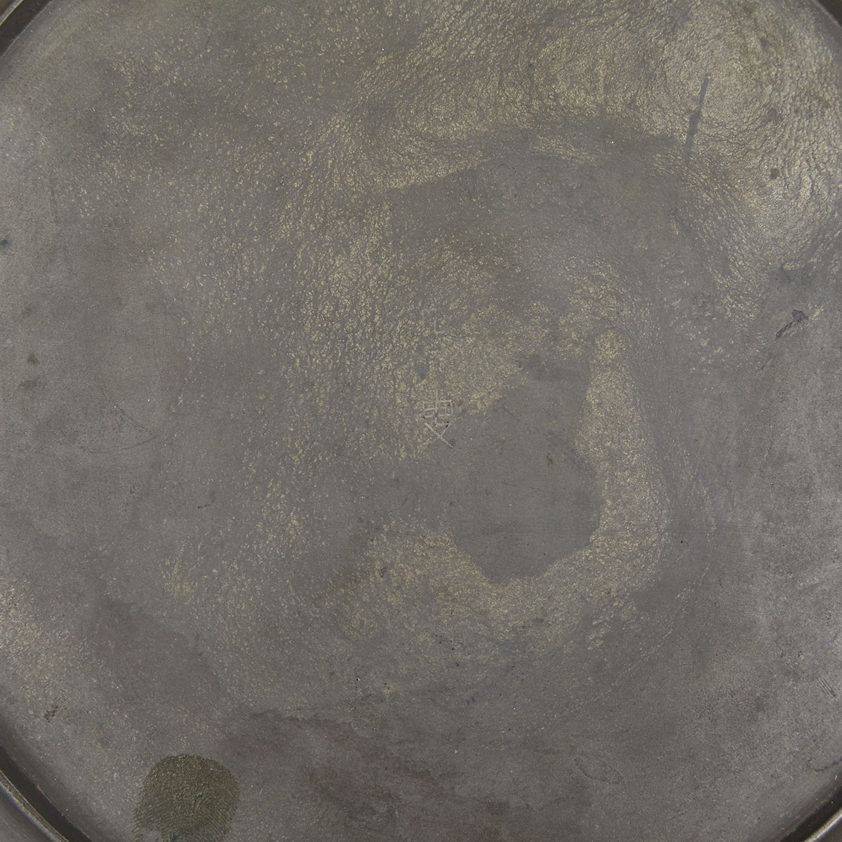 Bronze Silver Inlay ‘Dragon’ Dish, Shisou Mark, 18th/19th Century