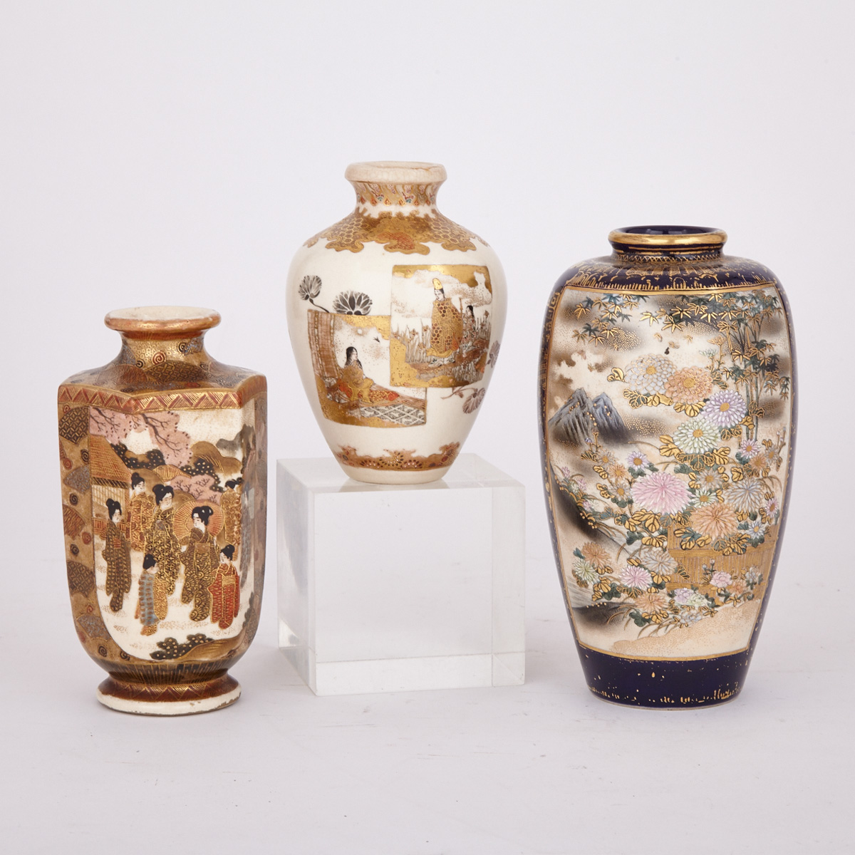 Three Satsuma Vases, Circa 1900-1910