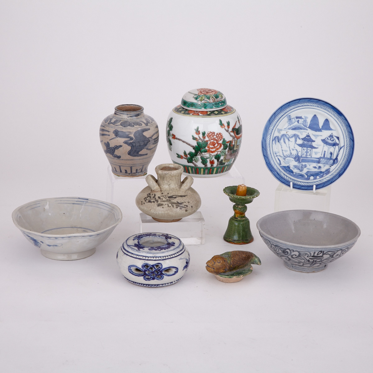 Group of Nine Asian Wares, China and Thailand