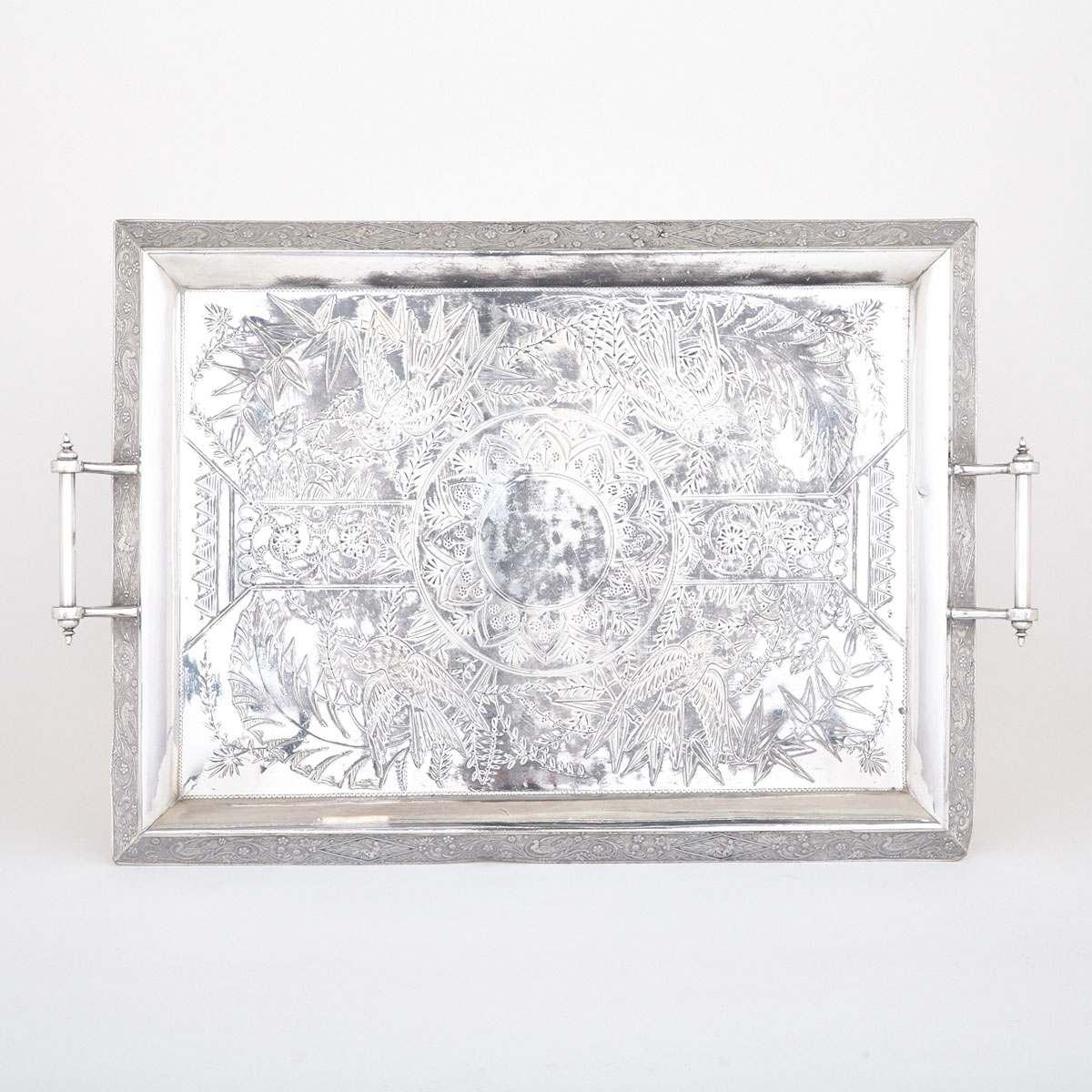 American Silver Plated Eastlake Style Rectangular Serving Tray, Taunton Silver Plate Co., c.1880