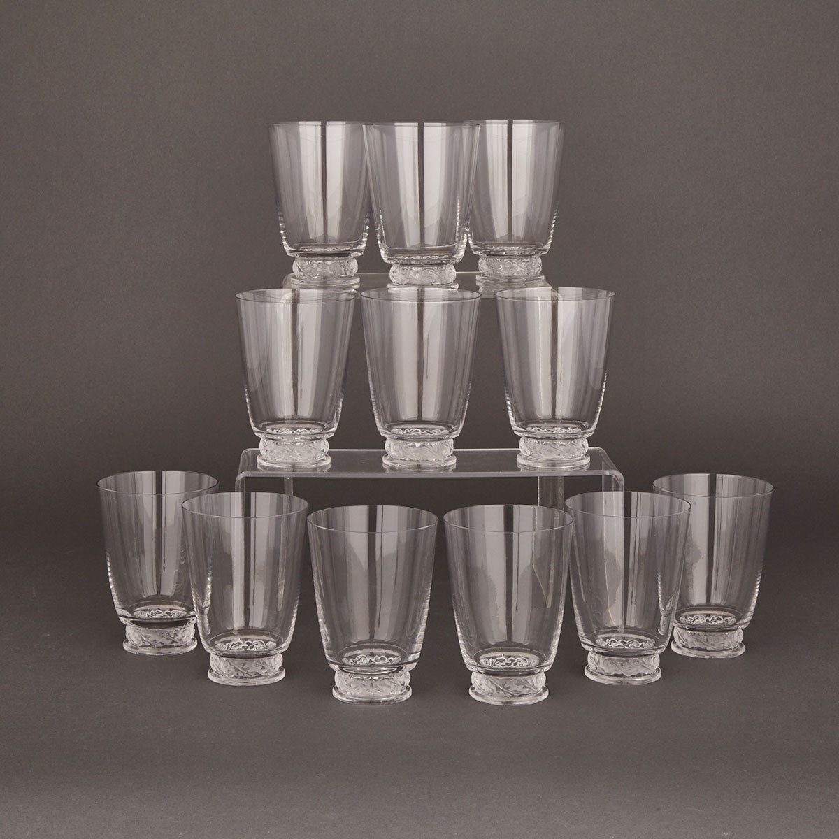 Set of Twelve Lalique Glasses, 20th century