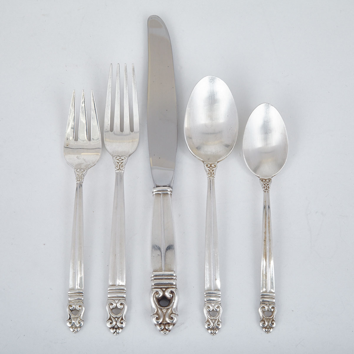 American Silver ‘Royal Danish’ Pattern Flatware Service, International Silver Co., Meriden, Ct., 20th century