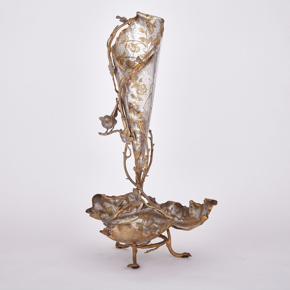 VIctorian Silver GIlt Brass Centrepiece Vase, c.1870